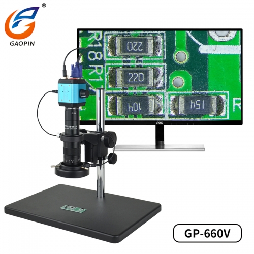 草莓APP下载正版原裝GP-660V 電子顯微鏡高清工業專業高倍測量視頻顯微鏡連接電腦（nǎo） CCD手機電路（lù）板維修放（fàng）大3000/1000/倍